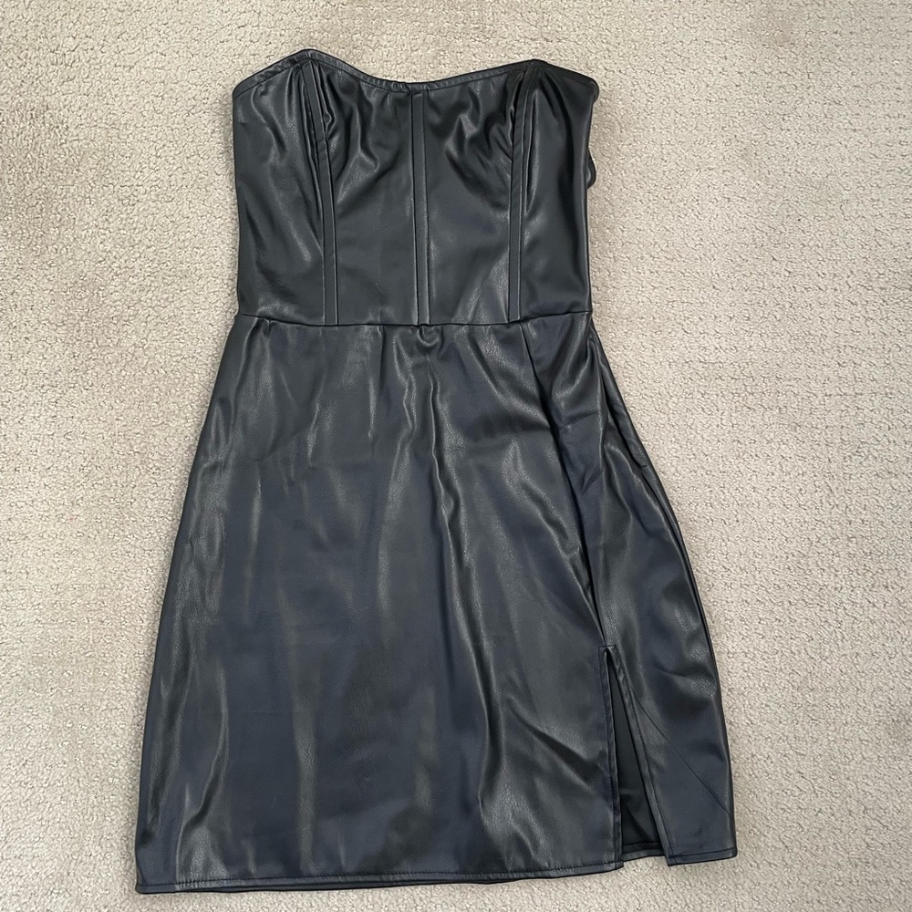 Black Leather Corset Dress- Size Small